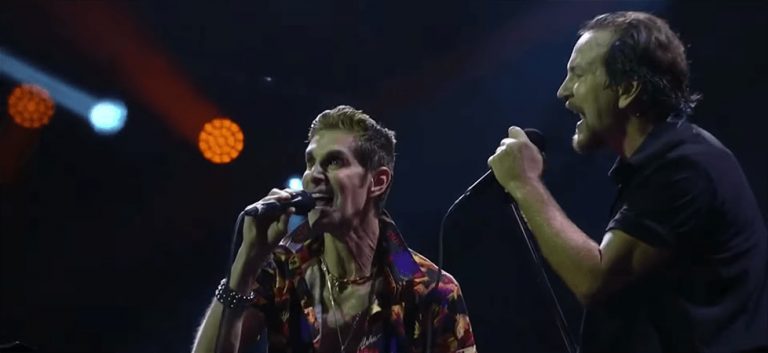 Jane's Addiction's Perry Farrell and Pearl Jam's Eddie Vedder performing live