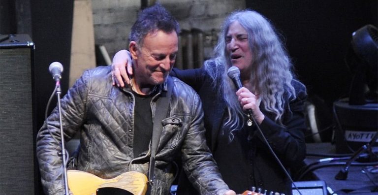 Patti Smith performing alongside Bruce Springsteen in New York