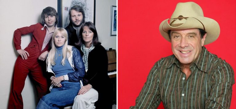 2 panel image of Swedish pop legends ABBA, and Molly Meldrum
