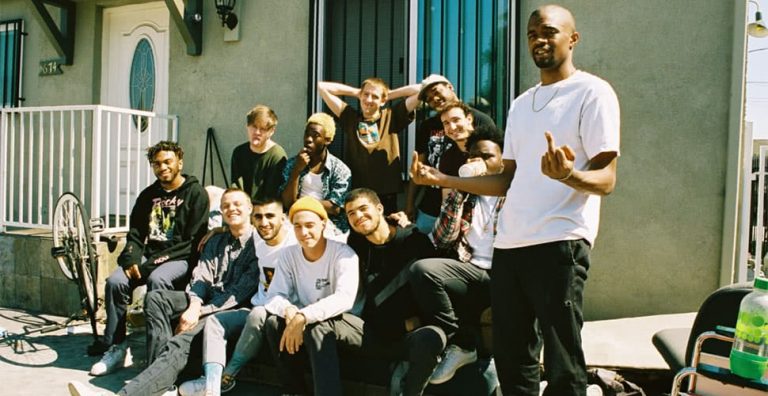 Members of US hip-hop collective BROCKHAMPTON, with Ameer Vann pictured right.