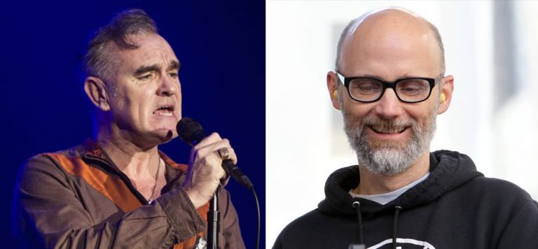 2 panel image of Morrissey and Moby