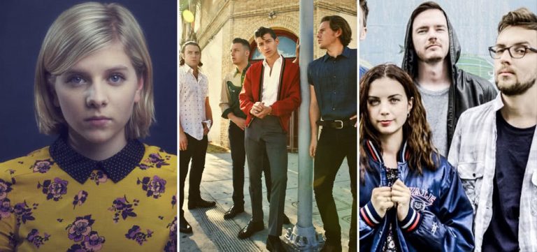 Aurora, Arctic Monkeys, and Ball Park Music, the three most-played acts on triple j this week.