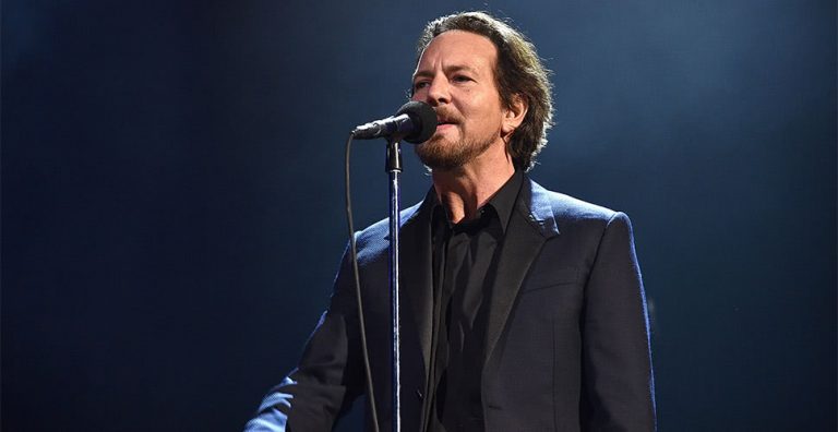 Pearl Jam frontman Eddie Vedder performing live