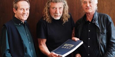 Led Zeppelin with their 400-page book