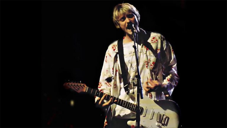 Kurt Cobain performing with Nirvana at the 1992 Reading Festival