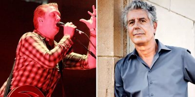 2 panel image of Queens Of The Stone Age's Josh Homme and late celebrity chef Anthony Bourdain