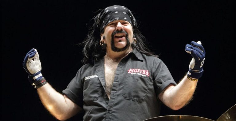 Vinnie Paul, the drummer of Pantera, Damageplan, and Hellyeah, performing live