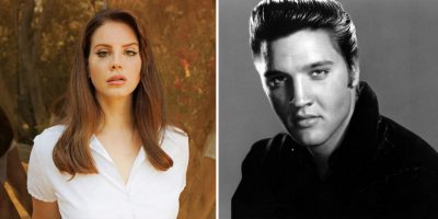 2 panel image of Lana Del Rey and Elvis Presley
