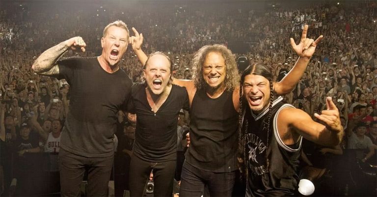 Thrash metal icons Metallica performing live