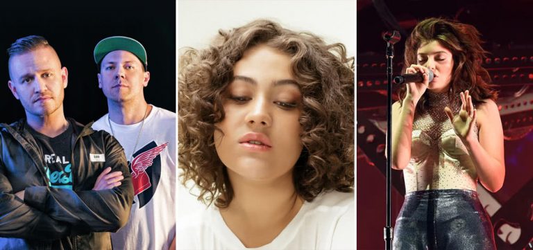 Image of Hilltop Hoods, Odette, and Lorde, three of the most-played acts on triple j this week.