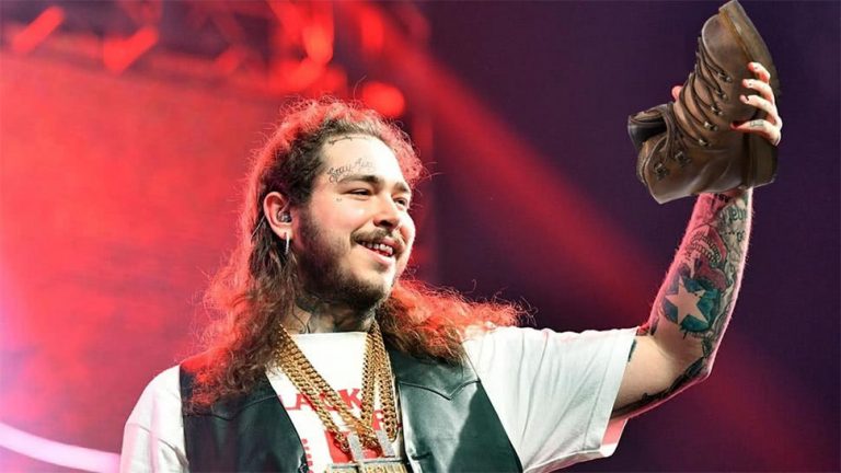 US musician Post Malone doing a shoey