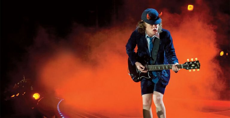 AC/DC guitarist Angus Young performing live
