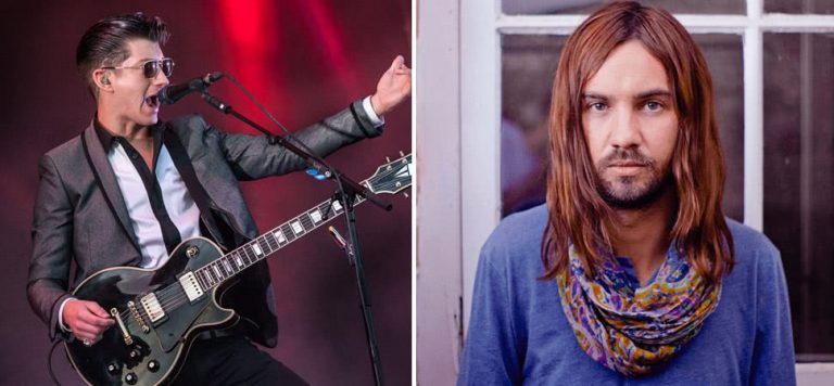 2 panel image of Arctic Monkeys frontman Alex Turner and Tame Impala's Kevin Parker