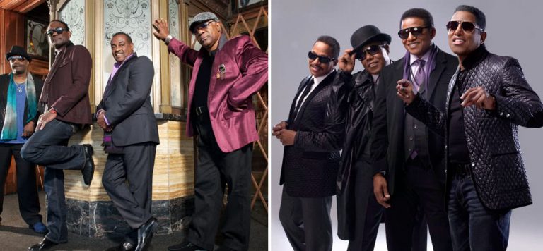 2 panel image of Kool & The Gang, and The Jacksons, who will be headling the Sydney Summer Series