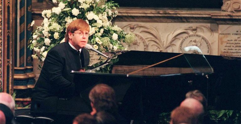 Elton John performing at Princess Diana's funeral