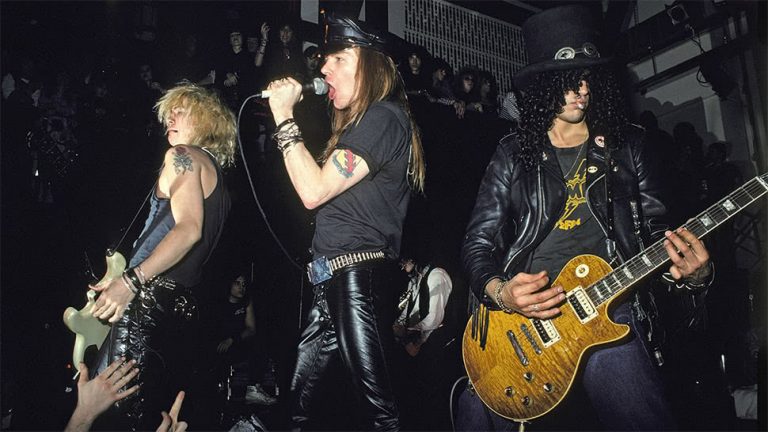 Guns N' Roses performing in New York in 1988