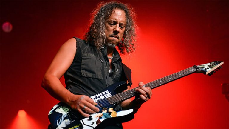 Metallica guitarist Kirk Hammet performing live