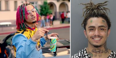 Lil Pump and an image of his mugshot