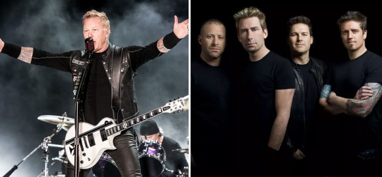2 panel image of Metallica and Nickelback