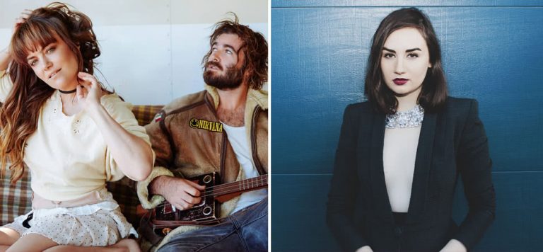 2 panel image of Angus & Julia Stone and Meg Mac, who will headline this year's SummerSalt concerts