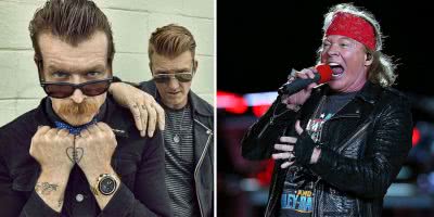 2 panel image of Eagles Of Death Metal and Guns N' Roses' Axl Rose