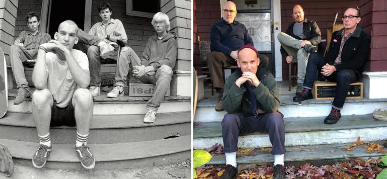 Members of Minor Threat recreating the 'Salad Days' EP cover