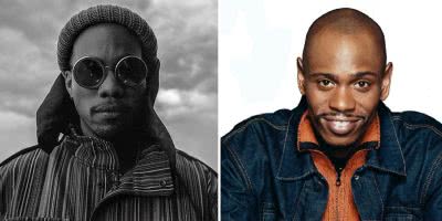 2 panel image of Anderson .Paak and comedian Dave Chappelle