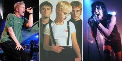Three panel image of The Offspring, The Cranberries, and Nine Inch Nails, three artists who topped triple j's Hottest 100 of 1994
