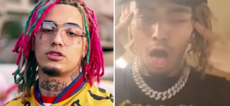 2 panel image of Lil Pump, and a screenshot from his Instagram video