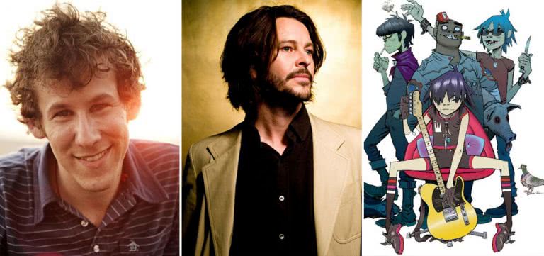 Three panel image of Ben Lee, Bernard Fanning, and Gorillaz, three artists who topped triple j's Hottest 100 of 2005