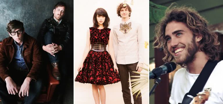 Three panel image of The Black Keys, Gotye and Kimbra, and Matt Corby, three artists who topped triple j's Hottest 100 of 2011