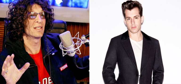 2 panel image of iconic shock-jock Howard Stern and famed musician Mark Ronson
