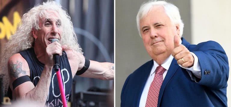 2 panel image of Twisted Sister's Dee Snider and Clive Palmer