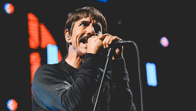 Anthony Kiedis of the Red Hot Chili Peppers performing in Hobart