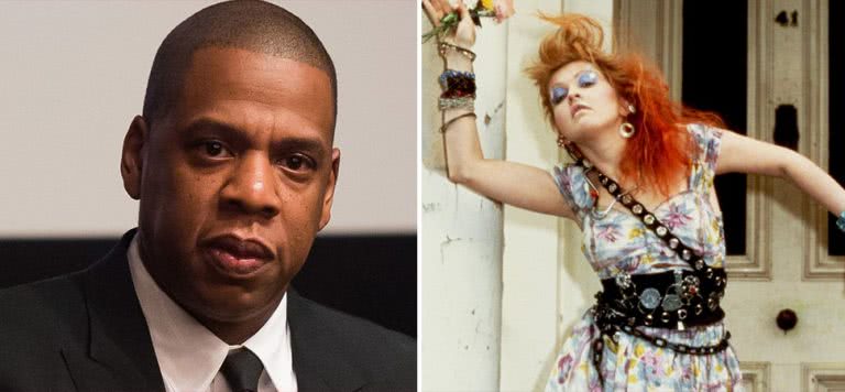 2 panel image of Jay-Z and Cyndi Lauper, two artists being inducted into the US Library of Congress' National Recording Registry