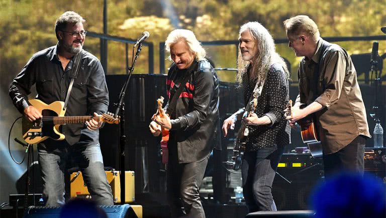 Image of iconic rockers the Eagles performing live in 2018