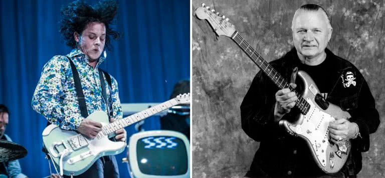 2 panel image of Jack White and late guitarist Dick Dale
