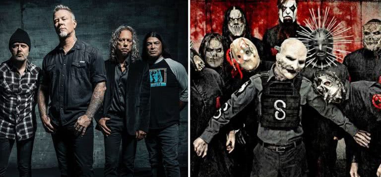 2 panel image of Metallica and Slipknot