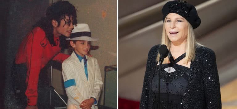 Image of Michael Jackson in a scene from 'Leaving Neverland', and musician Barbra Streisand