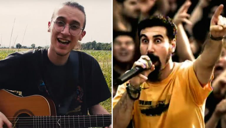 2 panel image of Melodicka Bros and System Of A Down frontman Serj Tankian