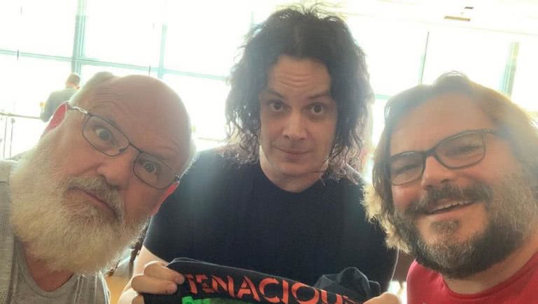 Jack White pictured with Jack Black and Kyle Gass of Tenacious D