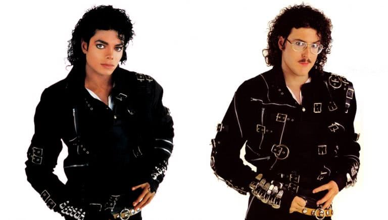 2 panel image of Michael Jackson, and the "Weird Al" Yankovic parody of the musician