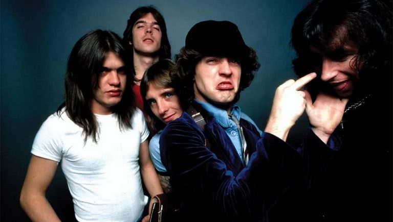 An outtake from the photo sessions for the cover of the AC/DC album 'Highway To Hell'