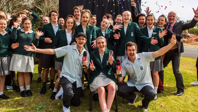 2019 Unearthed High winner George Alice with triple j's Ben & Liam