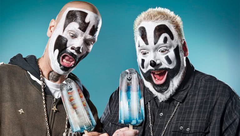 Press photo of the Insane Clown Posse in juggalo makeup