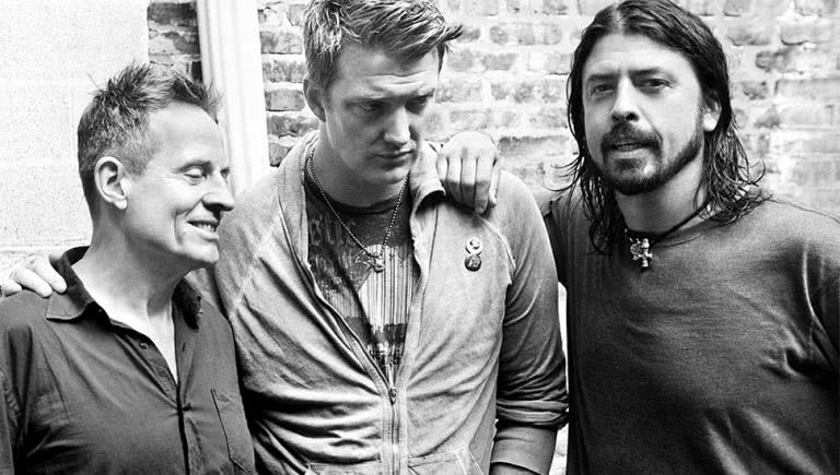 Image of John Paul Jones, Josh Homme, and Dave Grohl of Them Crooked Vultures