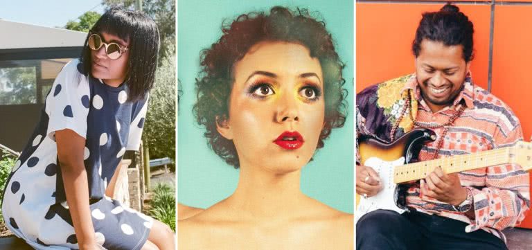 3 panel image of CLYPSO, Sahara Beck, and Kumar Shome, three of the Australian artists you need to hear this week