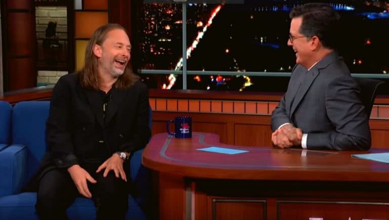 Thom Yorke and Stephen Colbert
