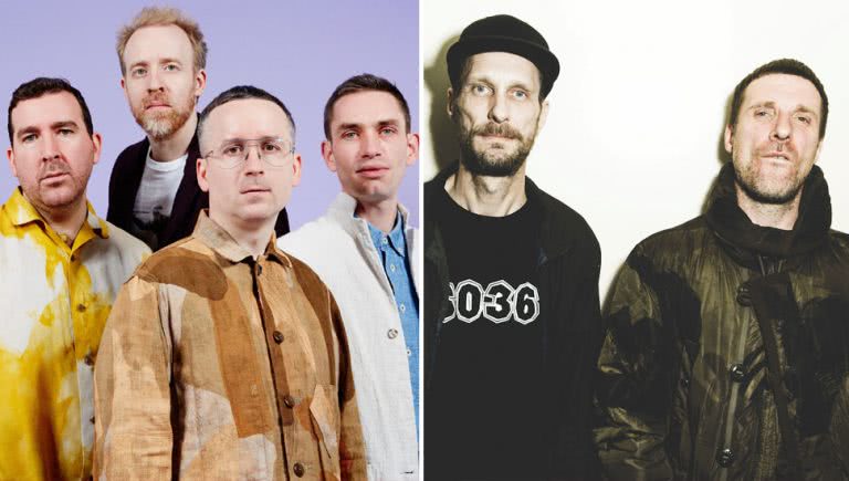2 panel image of Hot Chip and Sleaford Mods, two of the headliners for the 2020 Farmer & The Owl festival