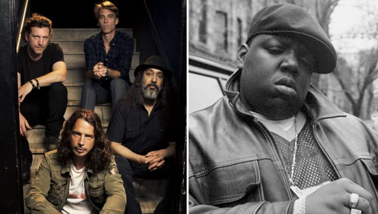 2 panel image of Soundgarden and The Notorious B.I.G., two nominees for the 2020 Rock And Roll Hall Of Fame